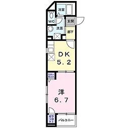 ローズボヌール3 1DKの間取図画像
