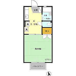 JR飯田線 東新町駅 徒歩2分の賃貸アパート 2階1Kの間取り
