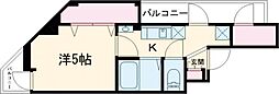 ロイヤルシティ西日暮里 5階1Kの間取り