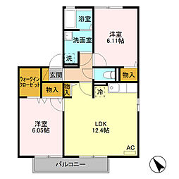 コーポマリーナB 2LDKの間取図画像