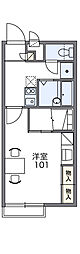 レオパレスウイング山の田1 1Kの間取図画像