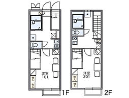 JR上越線 群馬総社駅 徒歩17分の賃貸アパート 1階1Kの間取り