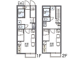 レオパレスゼフィール 2階1Kの間取り