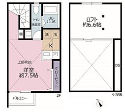 ミリアビタＦＫ 2階ワンルームの間取り