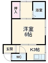 大黒荘 2階2Kの間取り