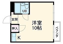 ハイツ松本 3階ワンルームの間取り