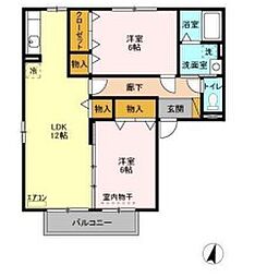 大黒屋　2 2階2LDKの間取り
