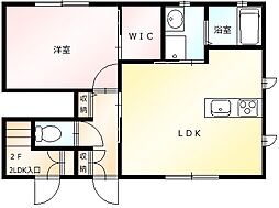リッシュコリーヌＡ 1階1LDKの間取り
