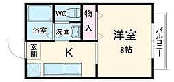 サンライフ新川C 1Kの間取図画像