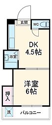 八木ビル 3階1DKの間取り