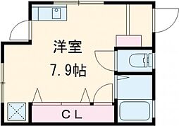 ブリリアントハイツ 1階ワンルームの間取り
