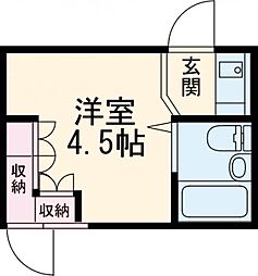 ニューハイツ中目黒 4階ワンルームの間取り