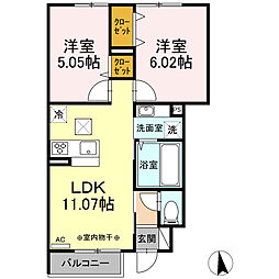 プレリ 2LDKの間取図画像