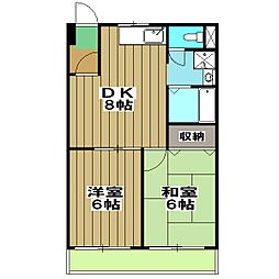 パトリード有栖I・II 3階2LDKの間取り