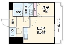 名鉄瀬戸線 尼ケ坂駅 徒歩5分の賃貸マンション 2階1LDKの間取り