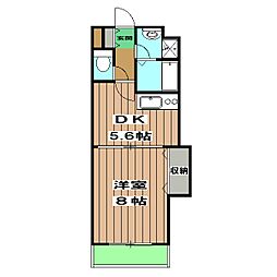 マナコート 2階1DKの間取り