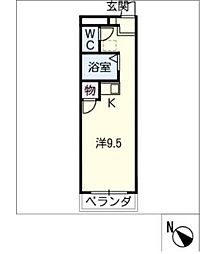 グリーンピュアいなべ 3階ワンルームの間取り