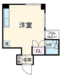 伊勢佐木町ロイヤル 7階ワンルームの間取り