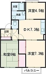 小田急小田原線 鶴川駅 徒歩13分の賃貸アパート 2階3DKの間取り