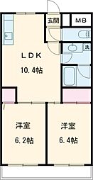 メゾンエトワル 2階2LDKの間取り