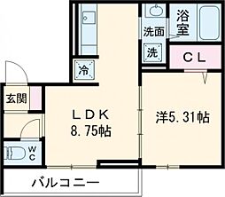 ホライゾンII 3階1LDKの間取り