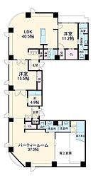 名古屋市営桜通線 吹上駅 徒歩15分の賃貸マンション 23階2LDKの間取り