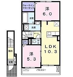 ビレッジヒルX4 2LDKの間取図画像