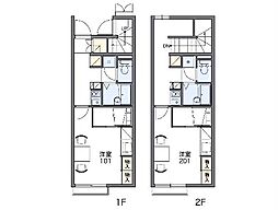 JR高崎線 倉賀野駅 バス5分 正六下車 徒歩5分の賃貸アパート 2階1Kの間取り