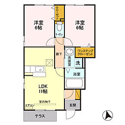JR高崎線 高崎駅 バス18分 大八木下車 徒歩4分の賃貸アパート 1階2LDKの間取り