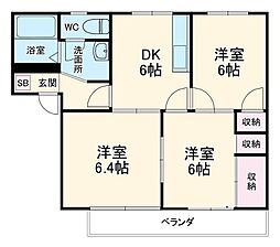 ドミール・エージェント 1階3DKの間取り