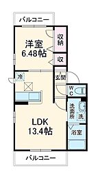 JR横浜線 相模原駅 徒歩6分の賃貸アパート 3階1LDKの間取り