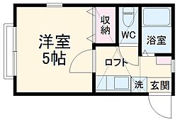 JR横浜線 淵野辺駅 徒歩10分の賃貸アパート 1階1Kの間取り