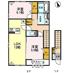 ルビー　Ｂ 2階2LDKの間取り