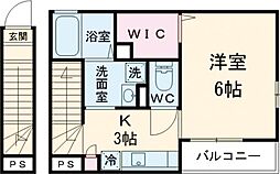ラ　プランタン 1階1Kの間取り