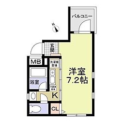 JR京浜東北・根岸線 川崎駅 徒歩5分の賃貸マンション 4階ワンルームの間取り