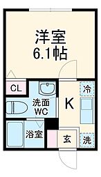 Ｇｒａｎｍｙ　ＮＯＤＡ 2階1Kの間取り