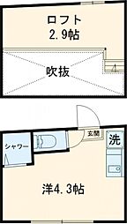 JR山手線 駒込駅 徒歩10分の賃貸アパート 2階ワンルームの間取り