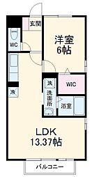 アルビオン 2階1LDKの間取り