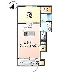 ミラドール・I 1階1LDKの間取り