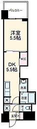 エステムコート名古屋平安通クチュール 11階1DKの間取り