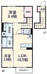 ウィスタリア 2階2LDKの間取り