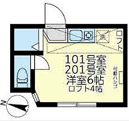 JR鶴見線 安善駅 徒歩8分の賃貸アパート 1階ワンルームの間取り