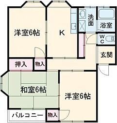 JR横浜線 成瀬駅 徒歩15分の賃貸アパート 1階3DKの間取り