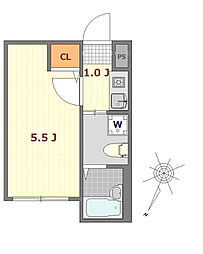 東京メトロ千代田線 北綾瀬駅 徒歩13分の賃貸アパート 2階1Kの間取り
