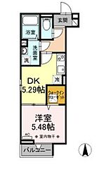 レインボー皿沼 3階1DKの間取り