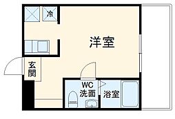 アムール川崎 3階ワンルームの間取り