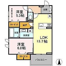 グランメゾン正和 2階2LDKの間取り
