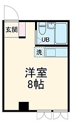 JR京葉線 稲毛海岸駅 徒歩19分の賃貸マンション 2階ワンルームの間取り