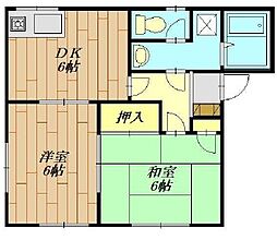 千葉都市モノレール 桜木駅 徒歩10分の賃貸アパート 2階2DKの間取り