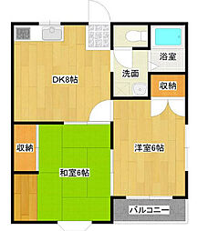 JR京葉線 蘇我駅 徒歩9分の賃貸アパート 2階2DKの間取り